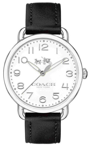 Coach Delancey White Dial Black Leather Strap Watch for Women - 14502714