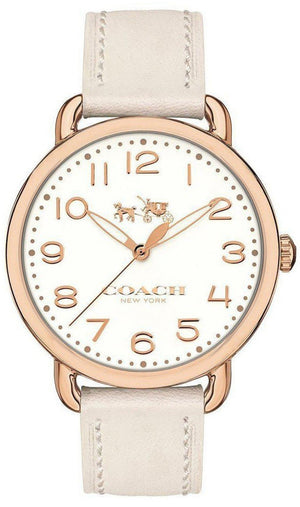 Coach Delancey White Dial White Leather Strap Watch for Women - 14502716