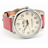 Coach Delancey White Dial Pink Leather Strap Watch for Women - 14502717