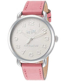 Coach Delancey White Dial Pink Leather Strap Watch for Women - 14502717