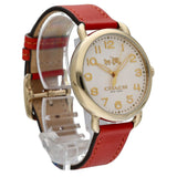 Coach Delancey Ivory Dial Orange Leather Strap Watch for Women - 14502719