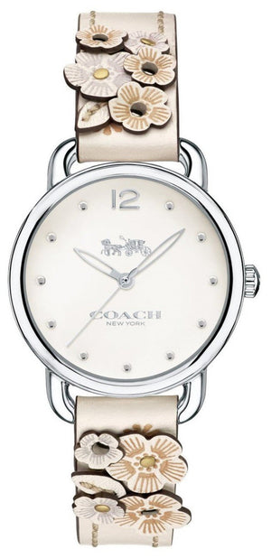 Coach Delancey White Dial Floral White Leather Strap Watch for Women - 14502760