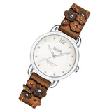 Coach Delancey White Dial Floral Brown Leather Strap Watch for Women - 14502761