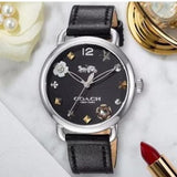 Coach Delancey Black Dial Black Leather Strap Watch for Women - 14502780