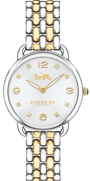 Coach Delancey Slim White Dial Two Tone Steel Strap Watch for Women - 14502784