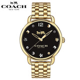 Coach Delancey Black Dial Gold Steel Strap Watch for Women - 14502813