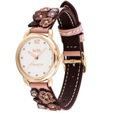 Coach Delancey White Dial Floral Pink Leather Strap Watch for Women - 14502817