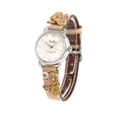 Coach Perry White Dial Brown Floral Leather Strap Watch for Women - 14502873