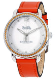 Coach Delancey White Dial Orange Leather Strap Watch for Women - 14502880