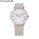 Coach Perry Silver DIal White Leather Strap Watch for Women - 14503116