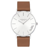 Coach Perry Silver Dial Brown Leather Strap Watch for Women - 14503120