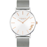 Coach Perry White Dial Silver Mesh Bracelet Watch for Women - 14503124