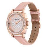 Coach Boyfriend Mother of Pearl White Dial Pink Leather Strap Watch for Women - 14503151