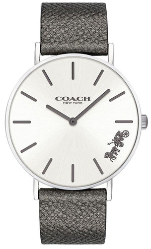 Coach Perry White Dial Grey Leather Strap Watch for Women - 14503155