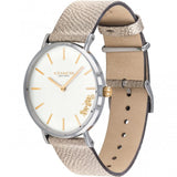 Coach Perry White Dial Beige Leather Strap Watch for Women - 14503157