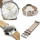 Coach Perry White Dial Champagne Leather Strap Watch for Women - 14503157