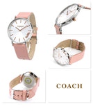 Coach Perry White Dial Pink Leather Strap Watch for Women - 14503118