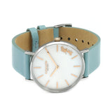 Coach Perry Mother of Pearl White Dial Blue Leather Strap Watch for Women - 14503271