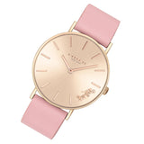 Coach Delancey Gold Dial Pink Leather Strap Watch for Women - 14503332