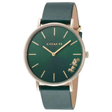 Coach Perry Green Dial Green Leather Strap Watch for Women - 14503383-C