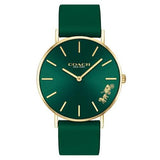 Coach Green Dial Green Leather Strap Watch for Women - 14503383