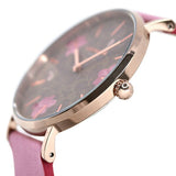 Coach Perry Floral Motif Fawn Dial Pink Leather Strap Watch for Women - 14503442