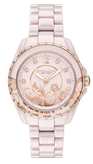 Coach Preston Pink Dial Pink Steel Strap Watch for Women - 14503465