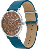 Coach Perry Coffee Dial Blue Leather Strap Watch for Women - 14503475