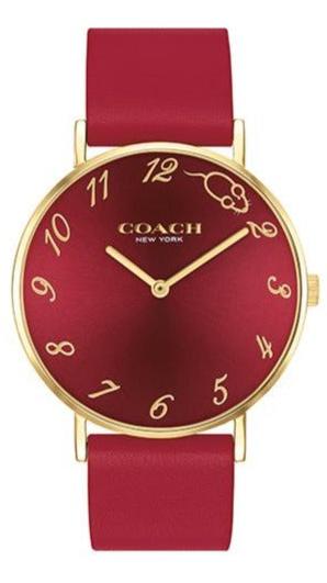 Coach Perry Red Dial Red Leather Strap Watch for Women - 14503486