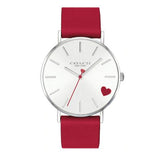 Coach Perry Silver Dial Red Leather Strap Watch for Women - 14503515