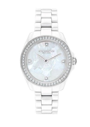 Coach Preston Mother of Pearl Dial White Steel Strap Watch for Women - 14503661