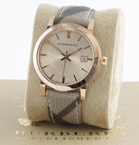 Burberry The City Rose Gold Dial Brown Leather Strap Watch for Women - BU9040