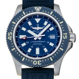 Breitling Superocean 44mm Diver Pro III Special Mariner Blue Dial Blue Rubber Strap Mens Watch - Y1739316/C959