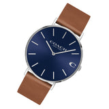 Coach Charles Blue Dial Brown Leather Strap Watch for Men - 14602151