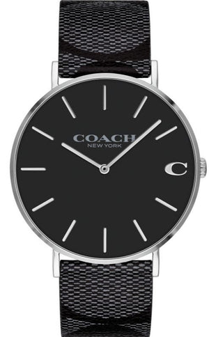 Coach Charles Black Dial Black Leather Strap Watch for Men - 14602157