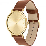 Coach Charles Gold Dial Brown Leather Strap Watch for Women - 14602433