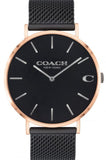 Coach Charles Black Ion Dial Black Mesh Bracelet Watch for Men - 14602470