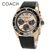 Coach Kent Chronograph Rose Gold Dial Black Leather Strap Watch for Men - 14602559