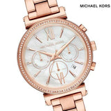 Michael Kors Sofie Chronograph Mother of Pearl White Dial Rose Gold Steel Strap Watch For Women - MK6576