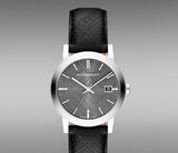 Burberry The City Grey Dial Black Leather Strap Watch for Men - BU9030