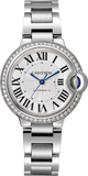 Cartier Ballon Bleu De Cartier Diamonds Silver Dial Silver Steel Strap Watch for Women - W4BB0023