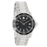 Movado Series 800 Black Dial Silver Steel Strap Watch For Men - 2600135