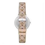 Emporio Armani Gianni T Bar Quartz Silver Dial Beige Leather Strap Watch For Women - AR80007