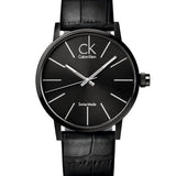 Calvin Klein Post Minimal Black Dial Black Leather Strap Watch for Men - K7621401