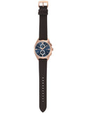 Emporio Armani Claudio Chronograph Blue Dial Brown Leather Strap Watch For Men - AR11554