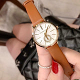 Michael Kors Portia Quartz White Dial Brown Leather Strap Watch For Women - MK2734