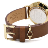 Coach Perry Analog Gold Dial Brown Leather Strap Watch for Women - 14503331-C