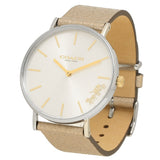 Coach Perry White Dial Beige Leather Strap Watch for Women - 14503157