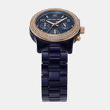 Michael Kors Runway Chronograph Blue Dial Blue Steel Strap Watch for Women - MK7423