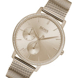 Hugo Boss Infinity Carnation Gold Dial Gold Mesh Bracelet Watch for Women - 1502519